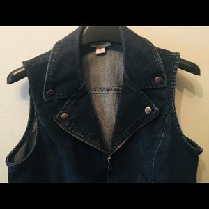 Style & Co Dark Blue Denim Vest
